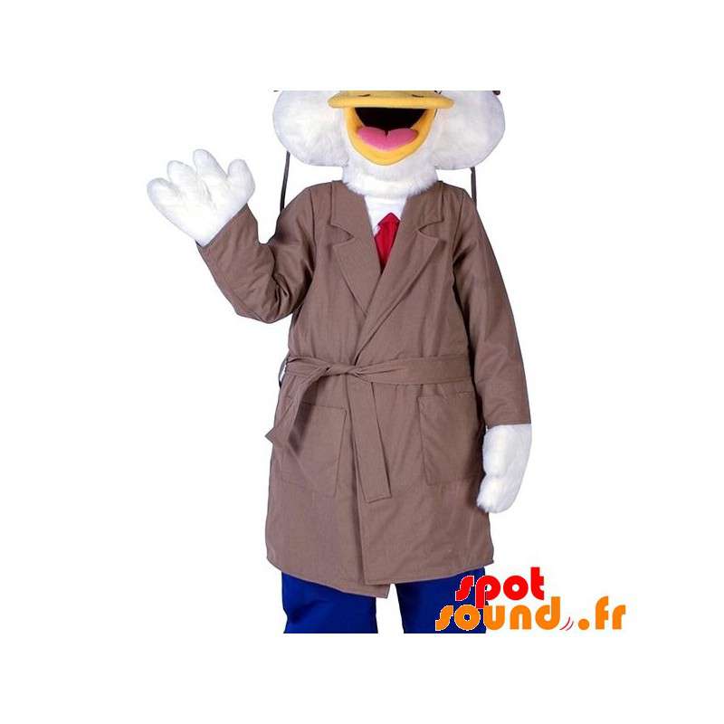 Ankmaskot med lång kappa och slips - Spotsound maskot