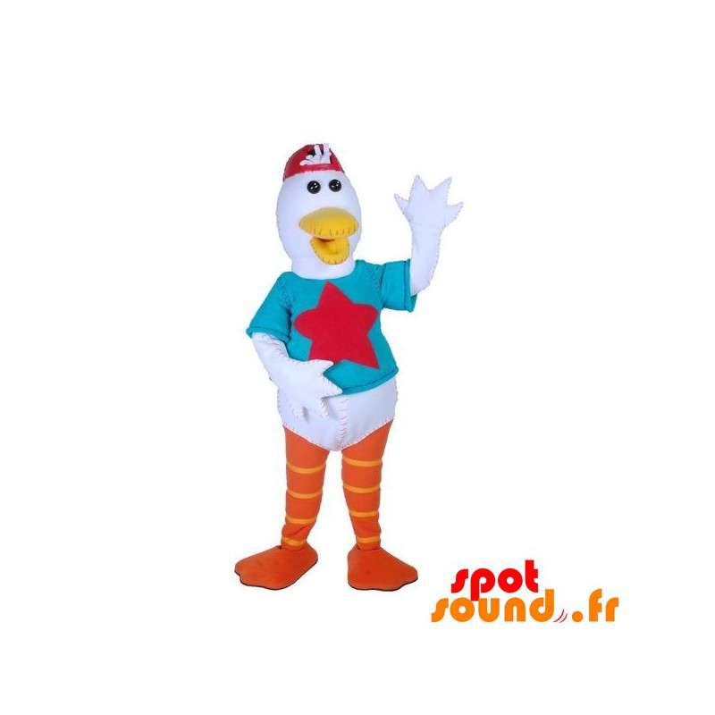 Måsen maskot, vit fågel med en färgglad outfit - Spotsound Måsen maskot, vit fågel med en färgglad outfit - Spotsound