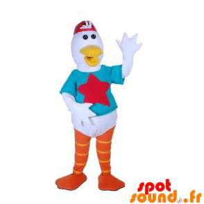 Måsen maskot, vit fågel med en färgglad outfit - Spotsound
