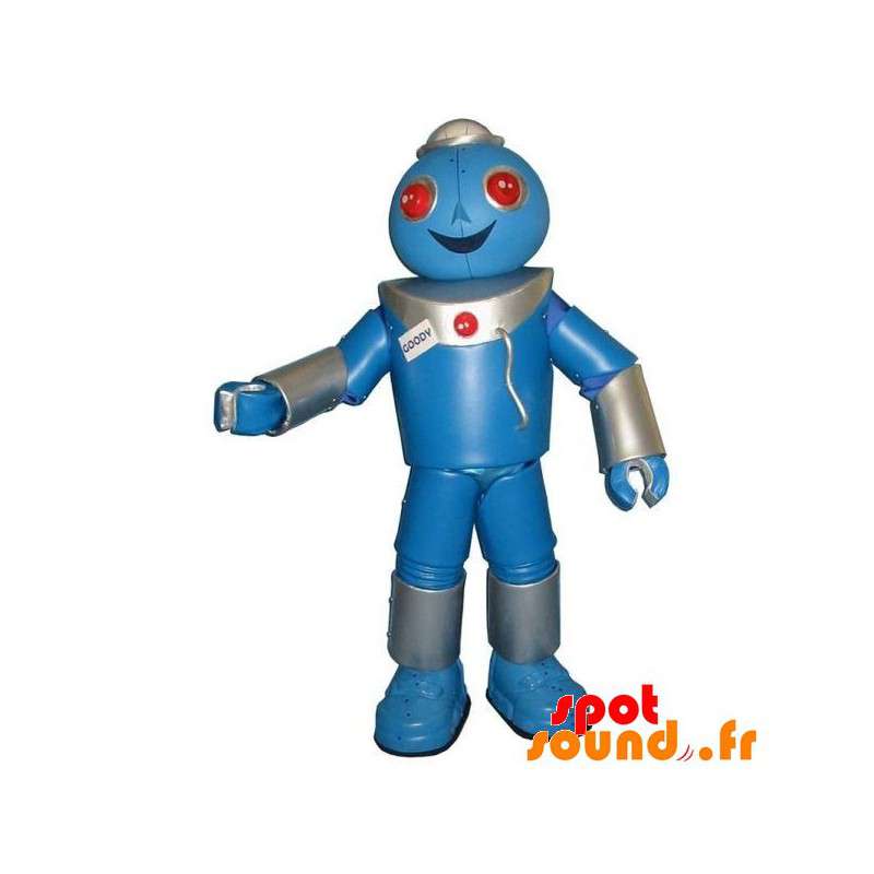 Giant Robot maskotti, harmaa ja sininen. Robot Suit - Robottien maskotteja - MASFR033744 - SpotSound.fr