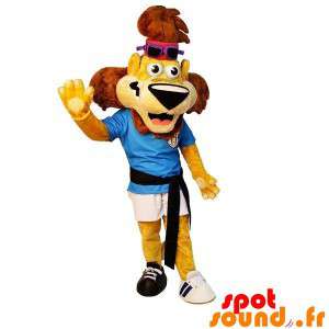 Sports leeuw mascotte geel...