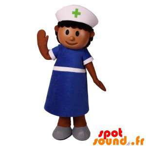 Sygeplejerske maskot, sygeplejerske klædt i blåt - Spotsound
