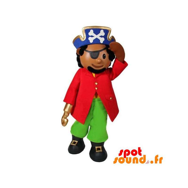Piratmaskot, kaptajn med hat og øjenlap - Spotsound maskot