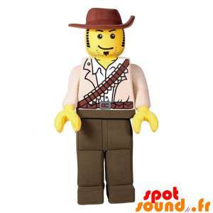 Lego maskot klädd som en jägare, cowboy - Spotsound maskot