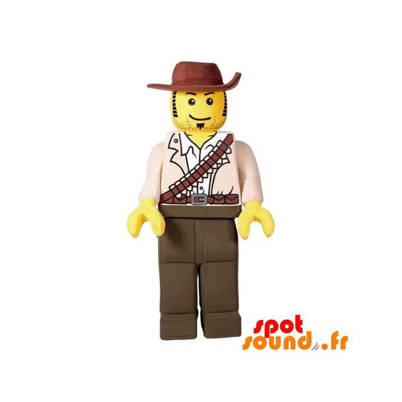 Lego maskot klädd som en jägare, cowboy - Spotsound maskot