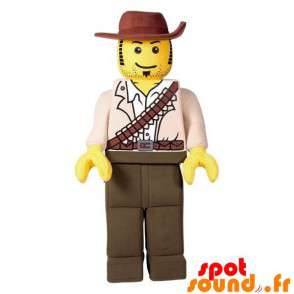 Lego maskot klædt som en jæger, cowboy - Spotsound maskot