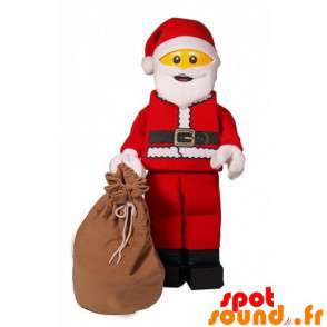 Lego maskot klädd som röd och vit jultomten - Spotsound maskot