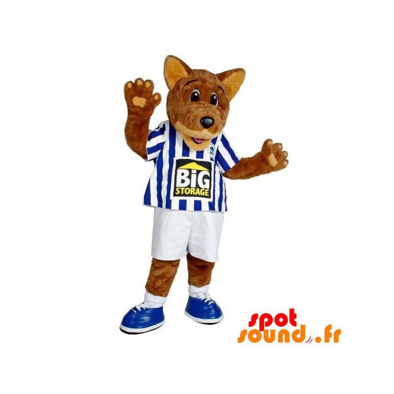 Brun vargmaskot, hund i sportkläder - Spotsound maskot