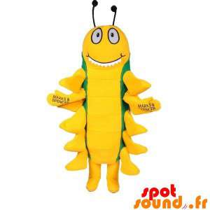 Insektmaskot, grøn og gul tusindben - Spotsound maskot
