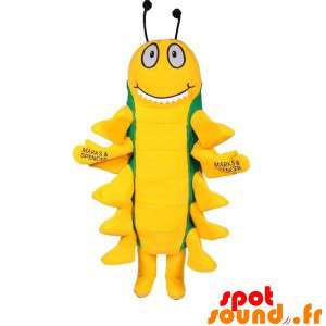 Insektsmaskot, grön och gul tusenfot - Spotsound maskot