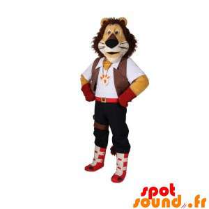 Tricolor løve maskot med elegant tøj - Spotsound maskot