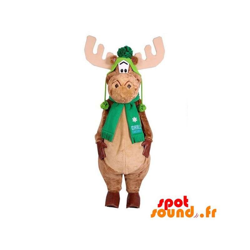 Elgmaskot, rensdyr med tørklæde og hat - Spotsound maskot