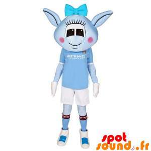 Mascot Female Alien, Blue With A Sports Outfit