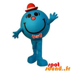 Maskot Mr Madam, mycket leende blå man - Spotsound maskot