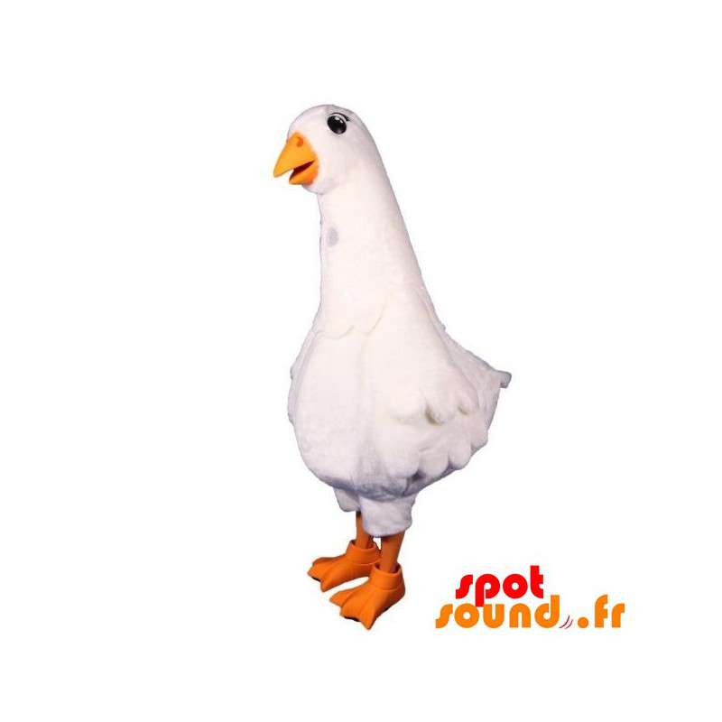 Kæmpe gåsemaskot, hvid og orange - Spotsound maskot Kæmpe gåsemaskot, hvid og orange - Spotsound maskot