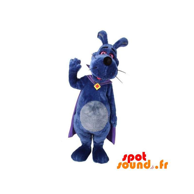 Lila hundmaskot med en udde. Kaninmaskot - Spotsound maskot