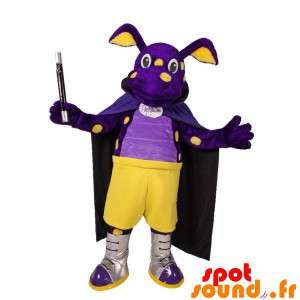 Draak mascotte, violet en...