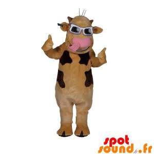 Beige And Brown Cow Mascot...