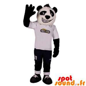 Hvid og sort panda maskot, meget smilende - Spotsound maskot