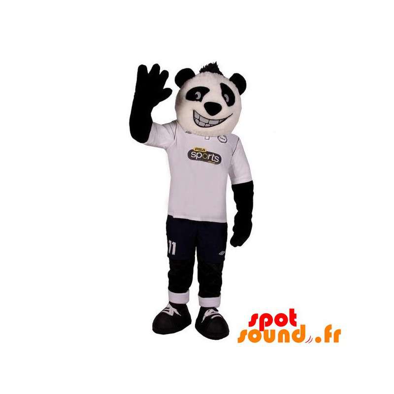 Hvid og sort panda maskot, meget smilende - Spotsound maskot