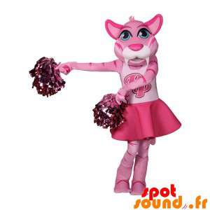 Mascotte de chat rose et...