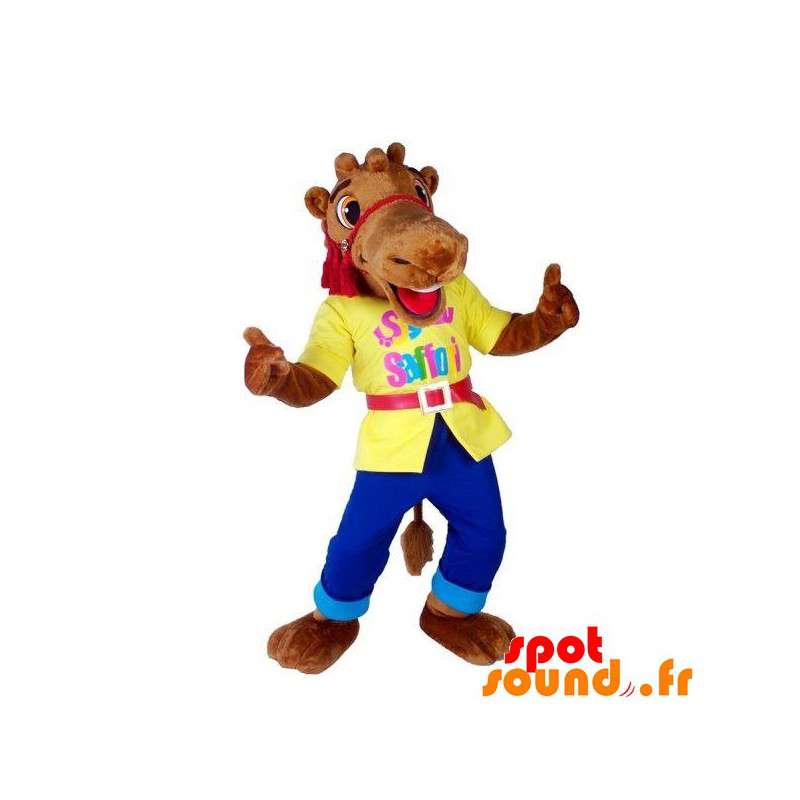 Kamelmaskot, dromedar med en färgglad outfit - Spotsound maskot Kamelmaskot, dromedar med en färgglad outfit - Spotsound maskot