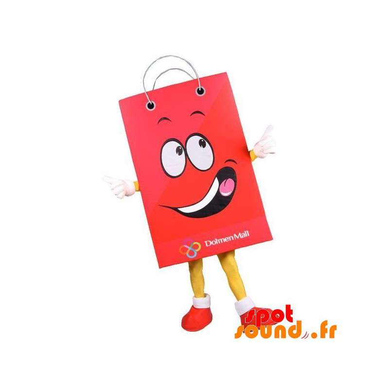 Kæmpe papirpose maskot. Rød indkøbspose - Spotsound maskot