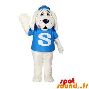 Mascot perro blanco con una...