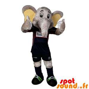 Šedý slon maskot v sportswear