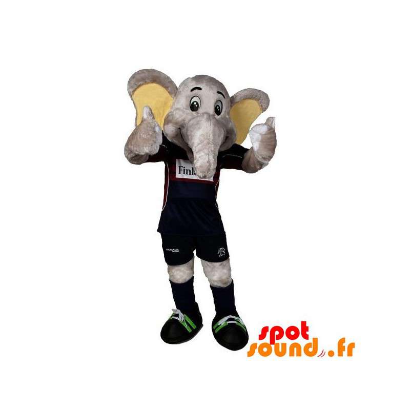 Grå elefantmaskot i sportkläder - Spotsound maskot