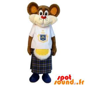 Maskot brun mus med en kilt. Gnagare maskot - Spotsound maskot