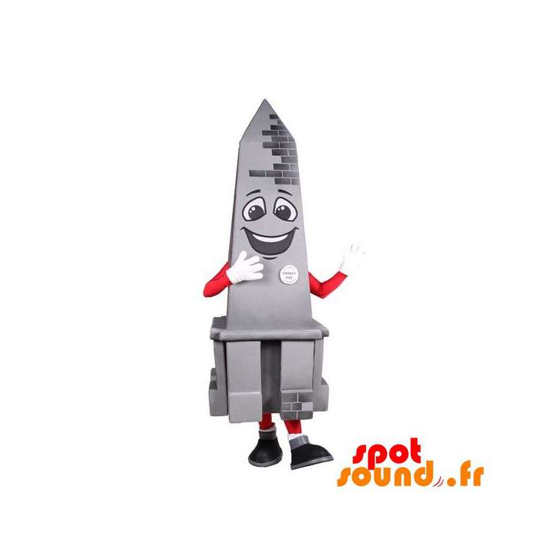 Monument maskot, grå obelisk, smilende - Spotsound maskot