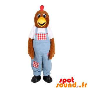 Mascotte de poule marron...