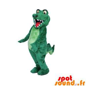 Mascote crocodilo verde,...