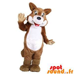 Fox maskot, hund, brun og hvid ulv - Spotsound maskot