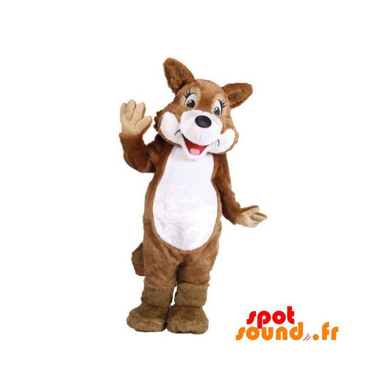 Fox maskot, hund, brun och vit varg - Spotsound maskot