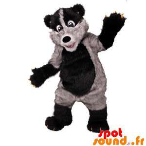 Maskotgrå och svart polecat, hårig - Spotsound maskot