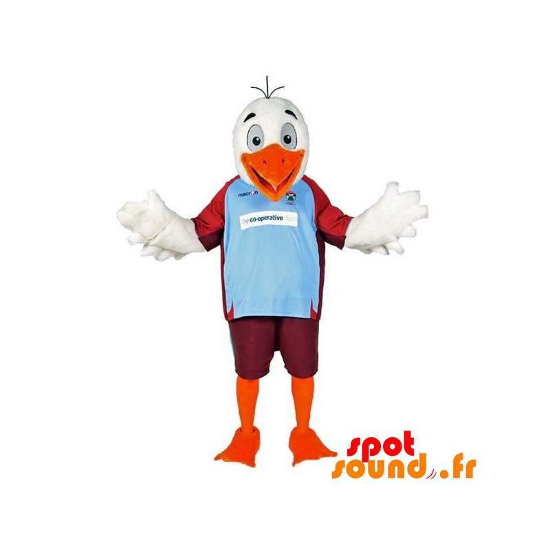 Mascot hvid og orange fugl, måge i sportstøj - Spotsound maskot Mascot hvid og orange fugl, måge i sportstøj - Spotsound maskot