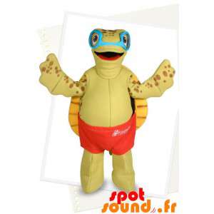 Skildpaddemaskot med briller og svømmeshorts - Spotsound maskot