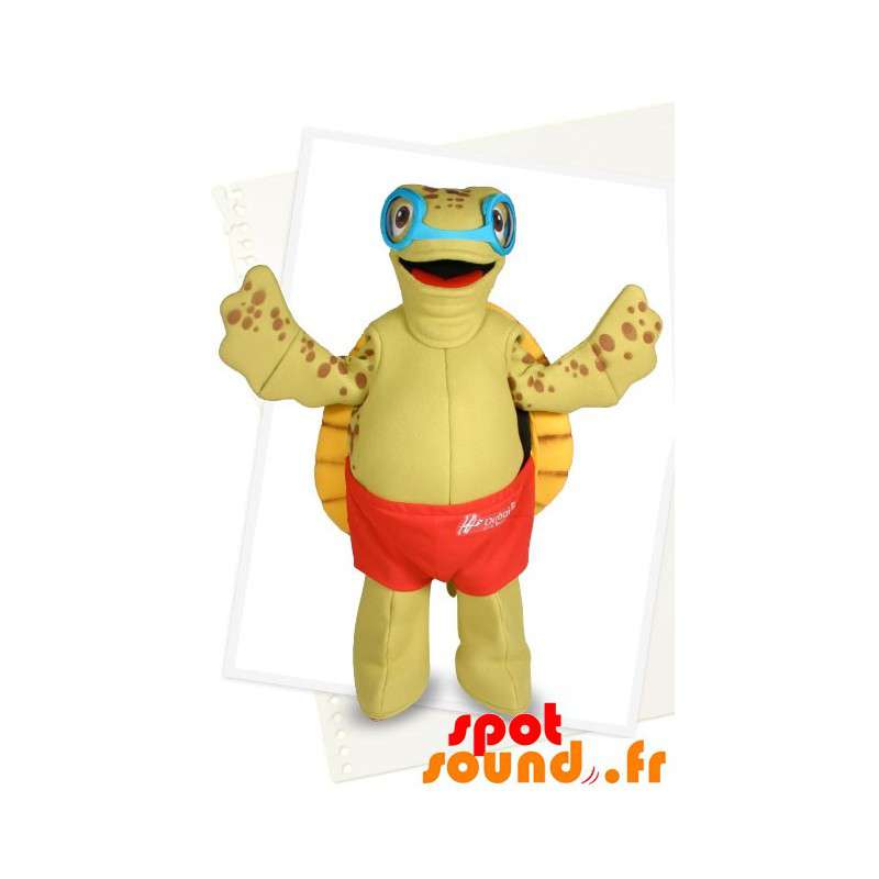 Skildpaddemaskot med briller og svømmeshorts - Spotsound maskot