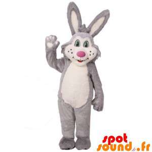 Grå og hvid plys kanin maskot - Spotsound maskot