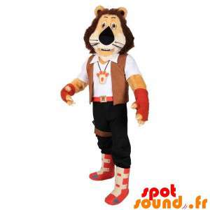 Mascotte de tigre marron en...