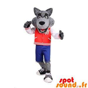 Grijze Wolf Mascot zeer...