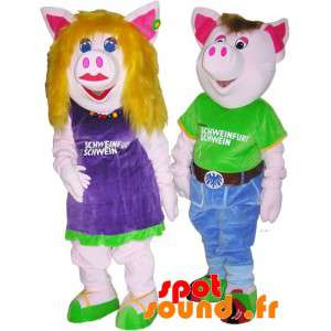 2 mascottes varkens, een...