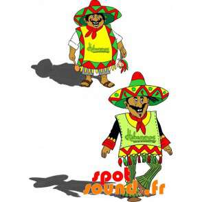 2 mexicanske maskotter i farverige traditionelle tøj -
