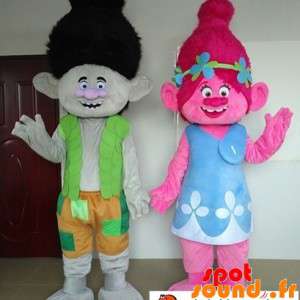 Poppy and Branch maskotar, 2 tecknade troll - Spotsound maskot