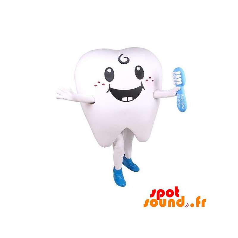 Jätte vit maskot med en tandborste - Spotsound maskot