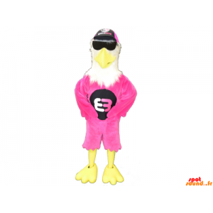 Mascot orel růžový, bílý a...