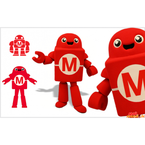 Mascot robô vermelho e...