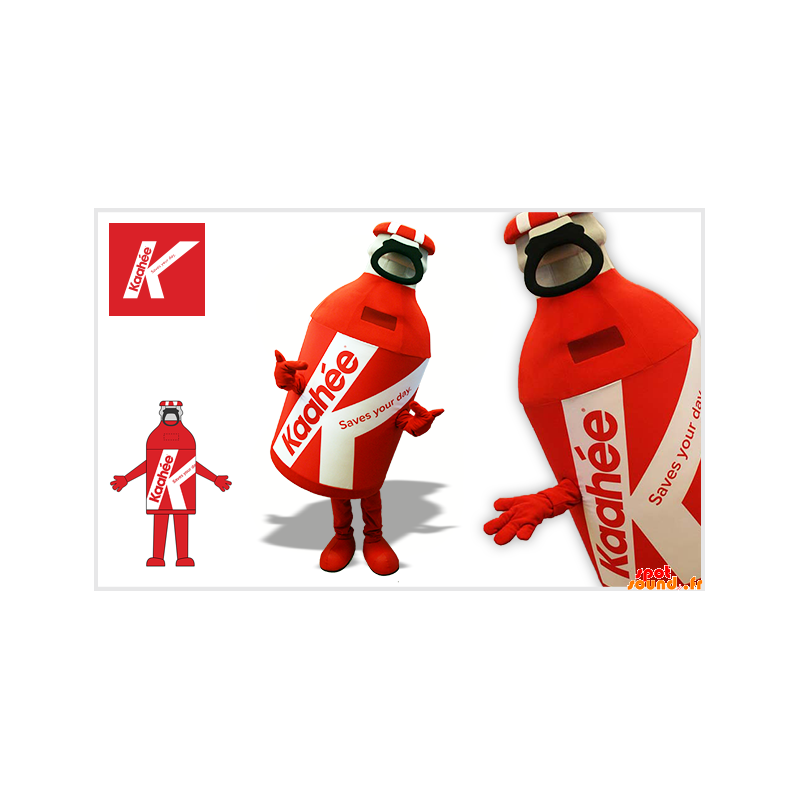 Jätte röd och vit flaskmaskot - Spotsound maskot